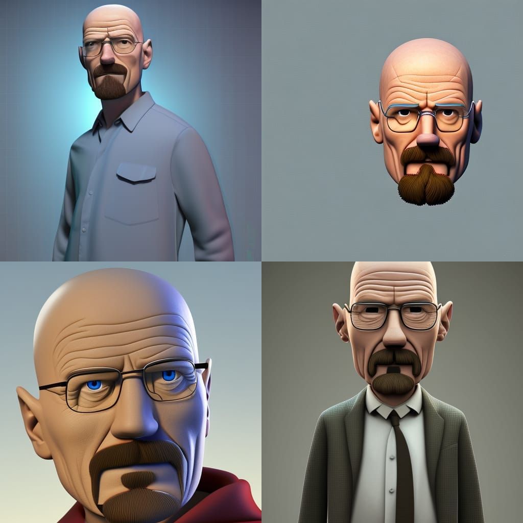 Walter White as Pixar-Style 3D Digital Art