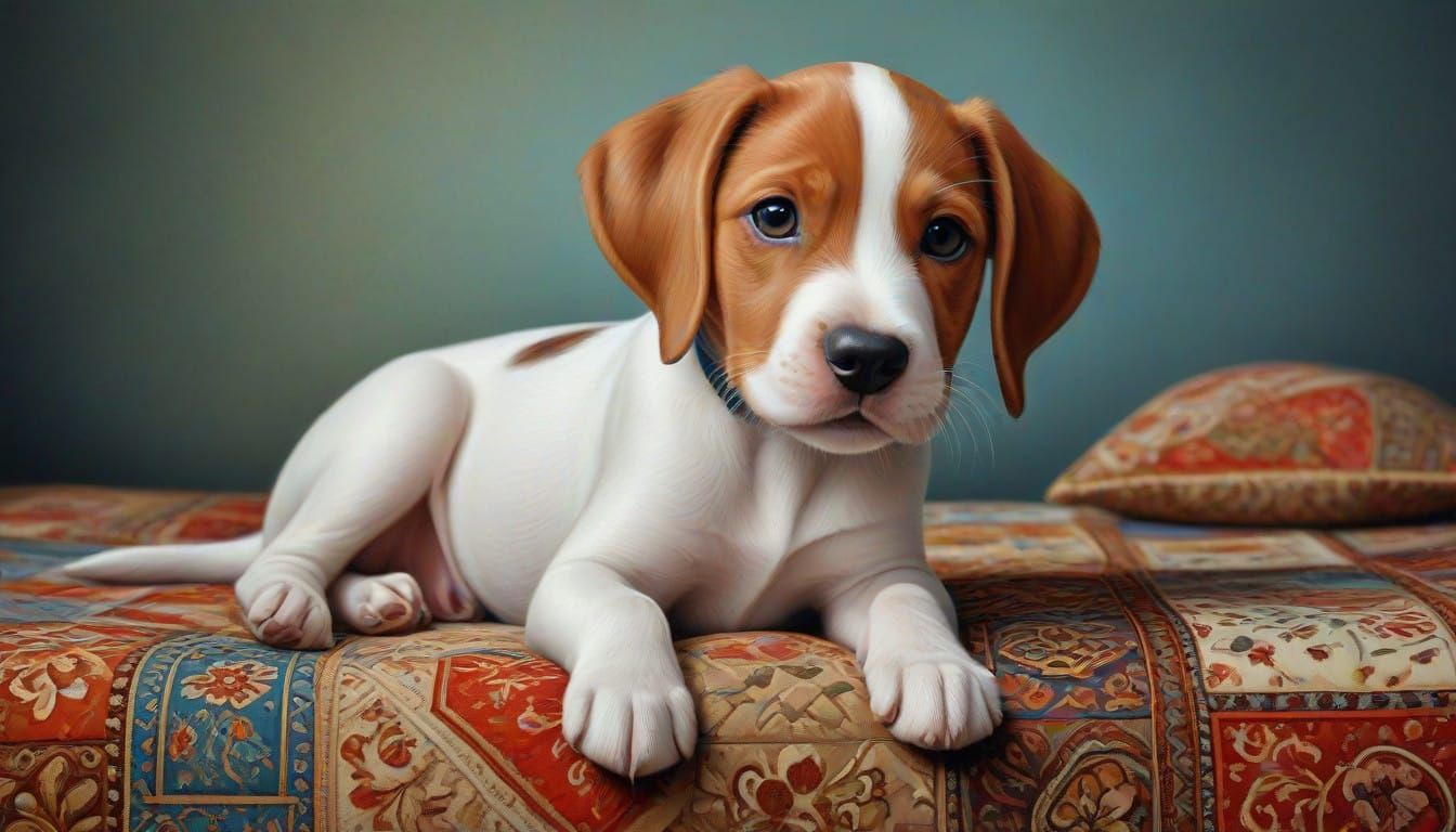 Cute Pointer Puppy in Acrylic Art