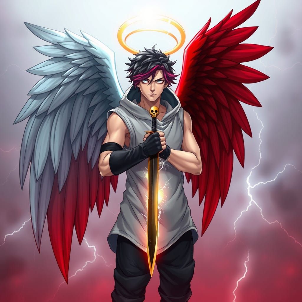 Cyberpunk Angel Warrior in Vivid Colors