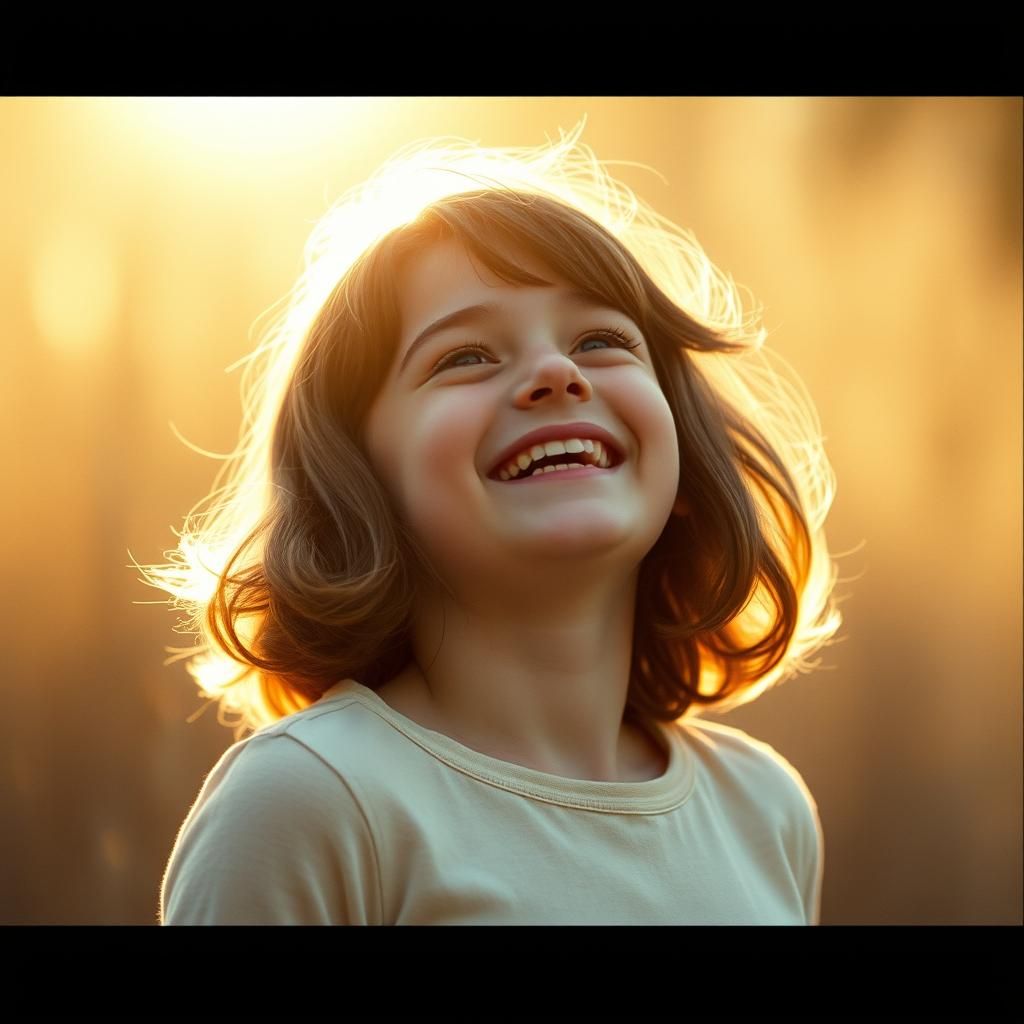 Joyful Emma Laughing: Cinematic Film Still