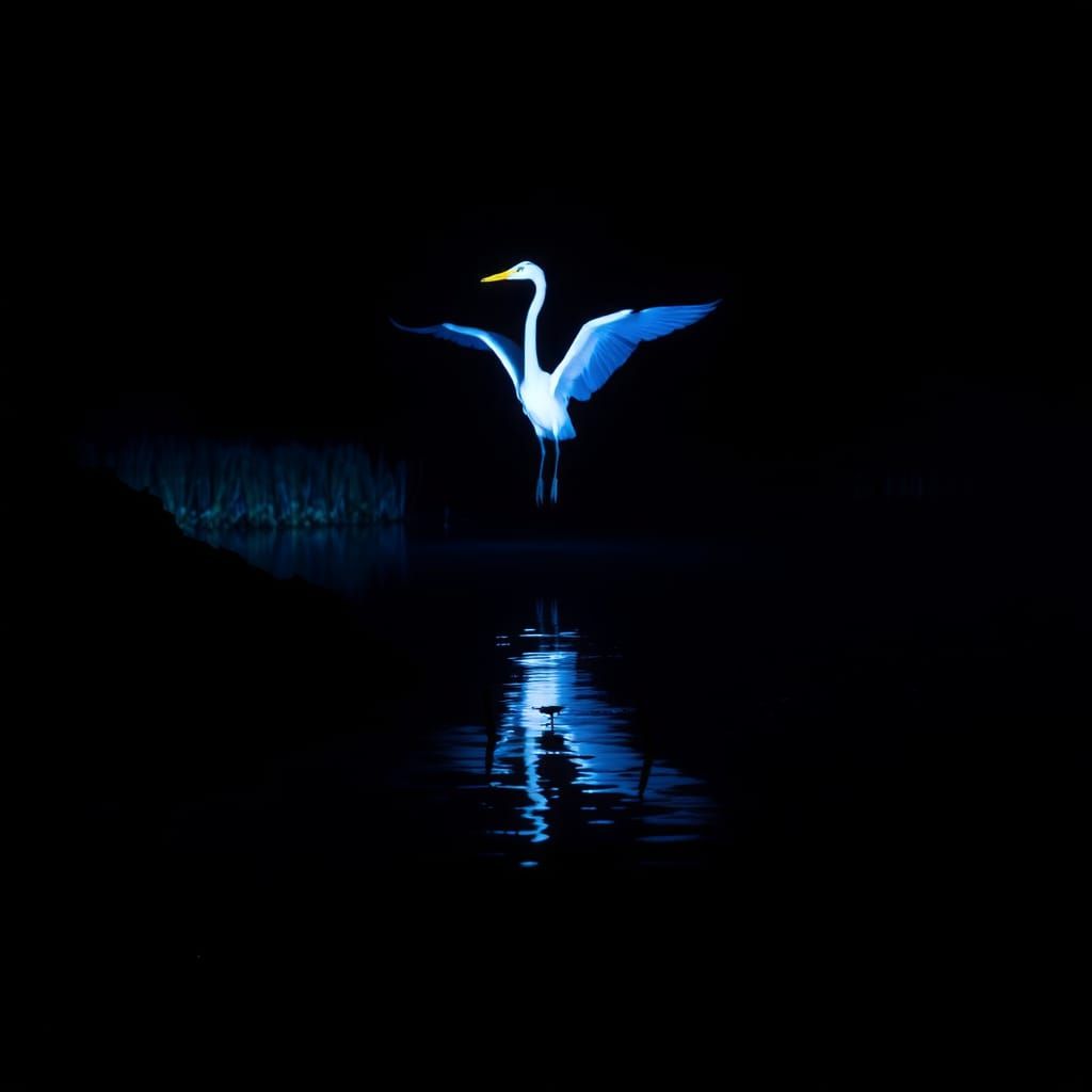 Glowing Great Blue Heron