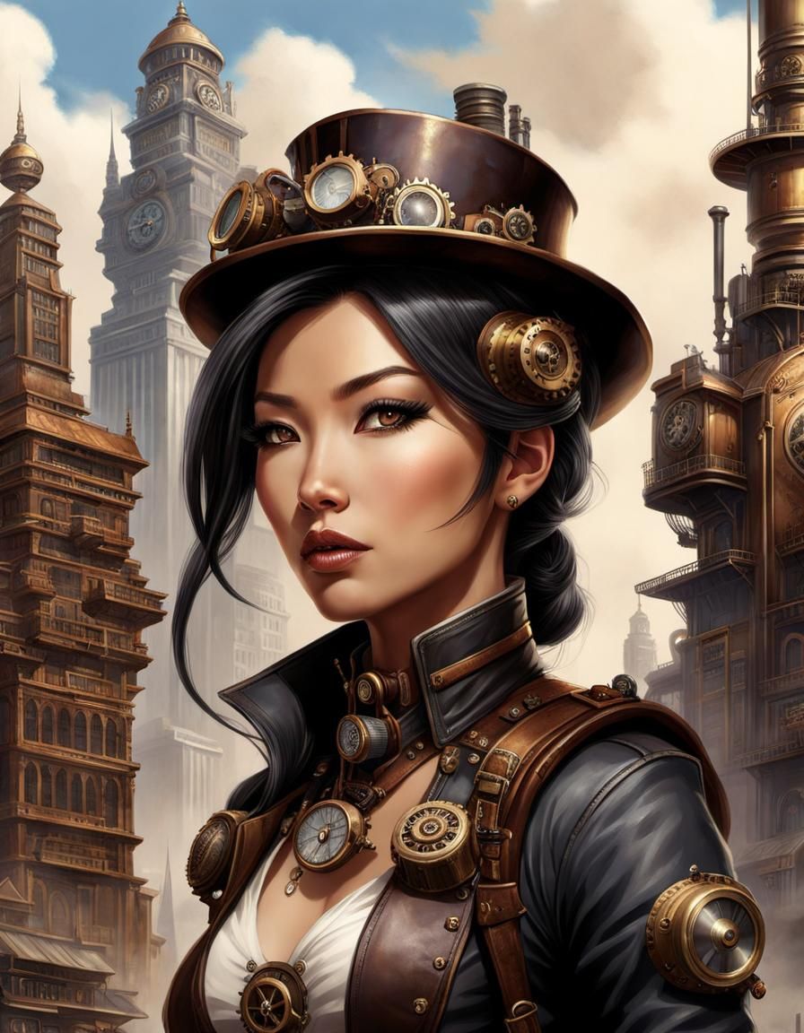 Steampunk Adventurer Portrait in Detailed Matte Painting