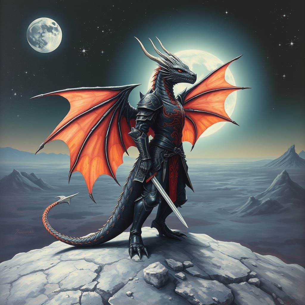 Moonlit Dragon Knight Radiates Mystical Energy