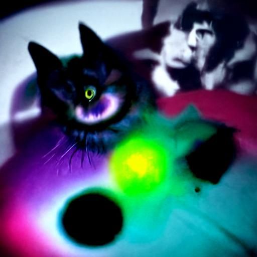 Psychedelic Cat Gazing at Galaxies in Dreamscape