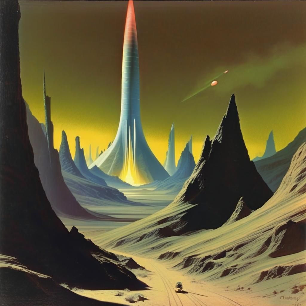 Bonestell Style Space Art Illustration