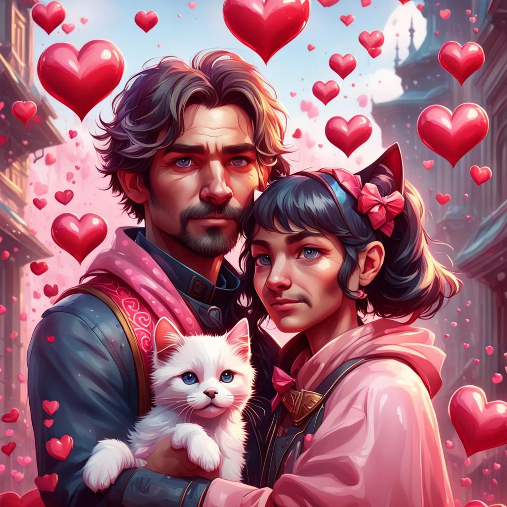 Valentine's Day Portrait with Couples and Pets