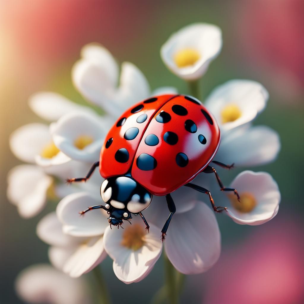 Hyperrealistic Ladybug with Sinister Fangs