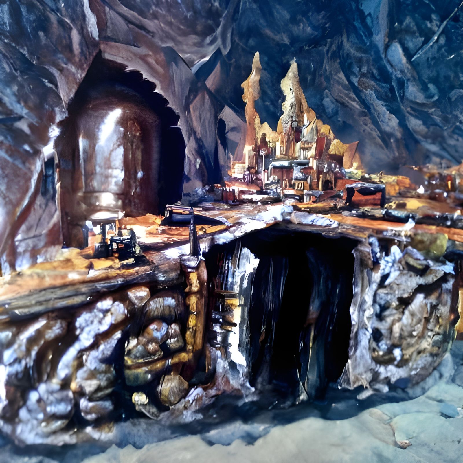 Underground Dwarven City Oil Painting