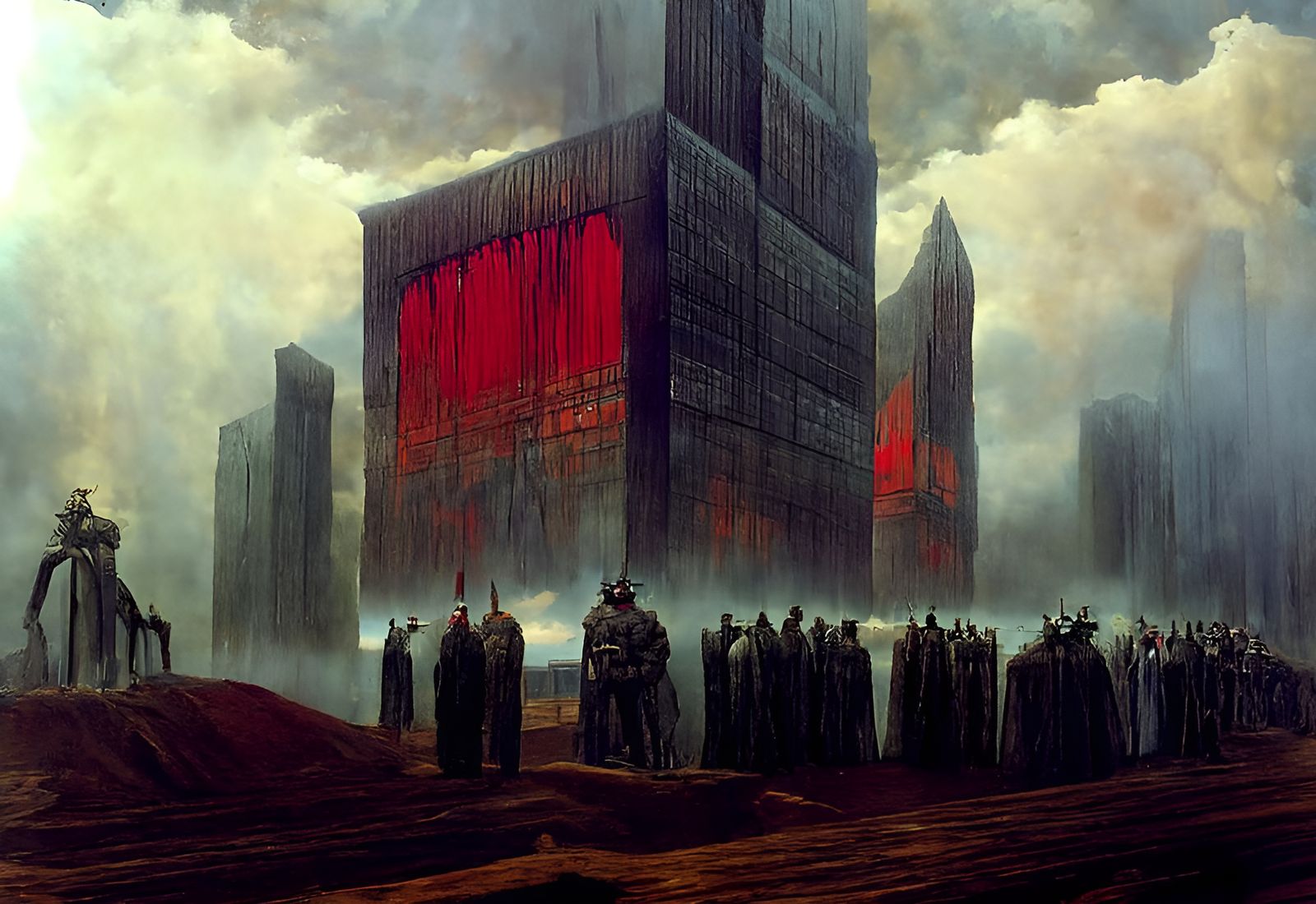 Dystopian Ministry of Progress in Brutalist Style