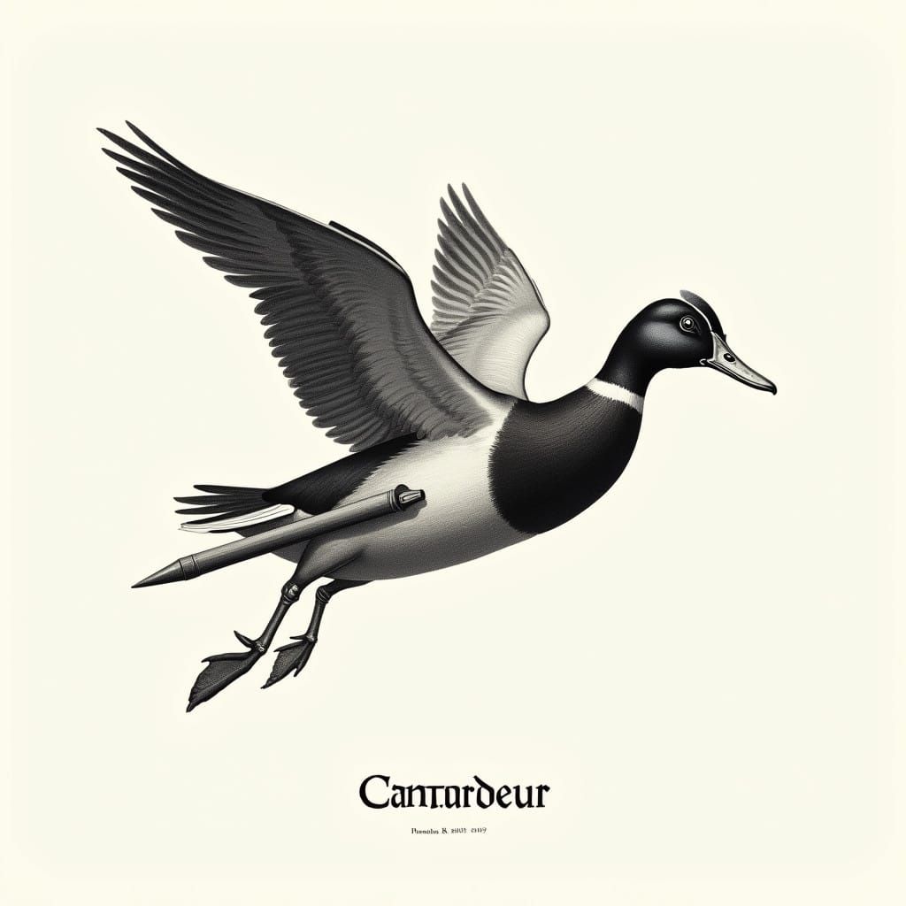Elegant Duck Logo in 18th Century Style with Futuristic Elem...