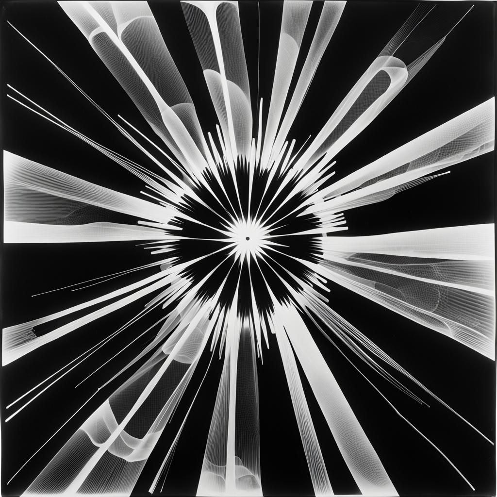 Abstract Black and White Rayograph Photogram