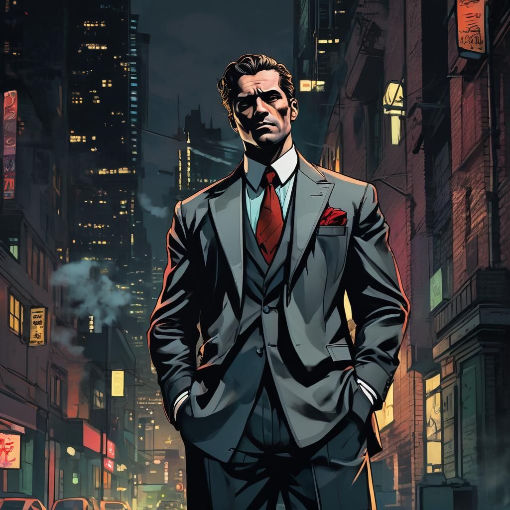 Mafia Gangster in Comic Book Style