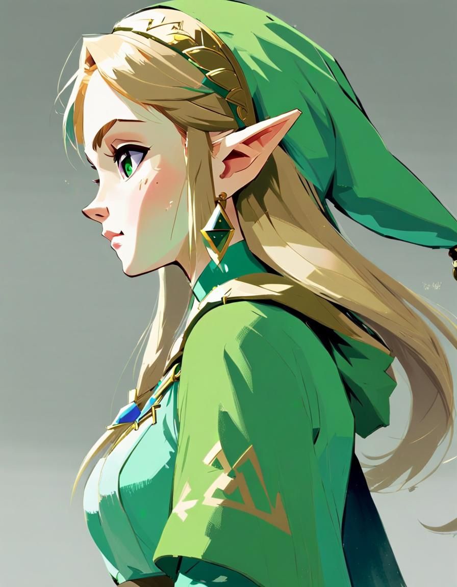 Princess Zelda Mugshot in Anime Realism Style
