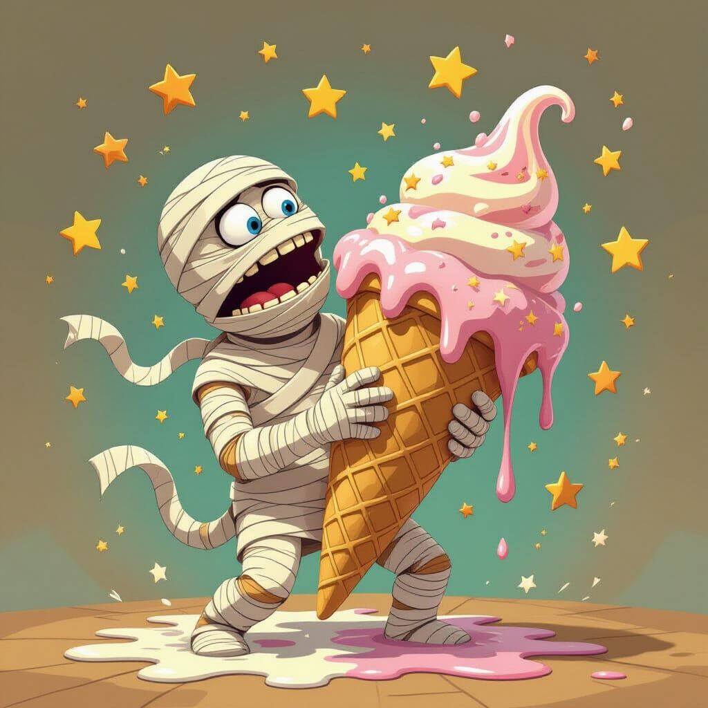 Mummy Suffers Brain Freeze from Giant Ice Cream Cone