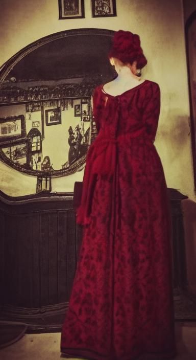 Gothic Model in Escher-Inspired Black and White