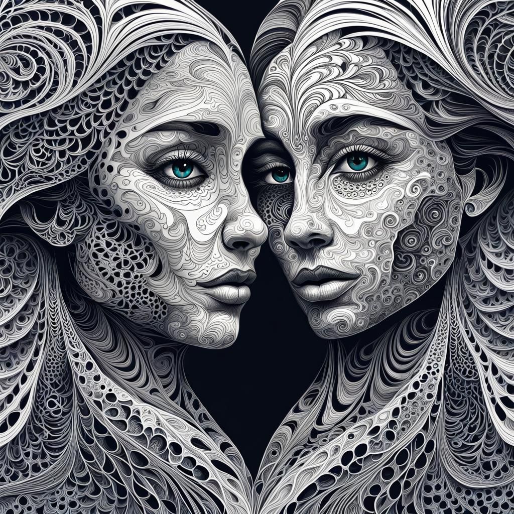 Torn Between Two Lovers: Abstract Vector Fractal Art