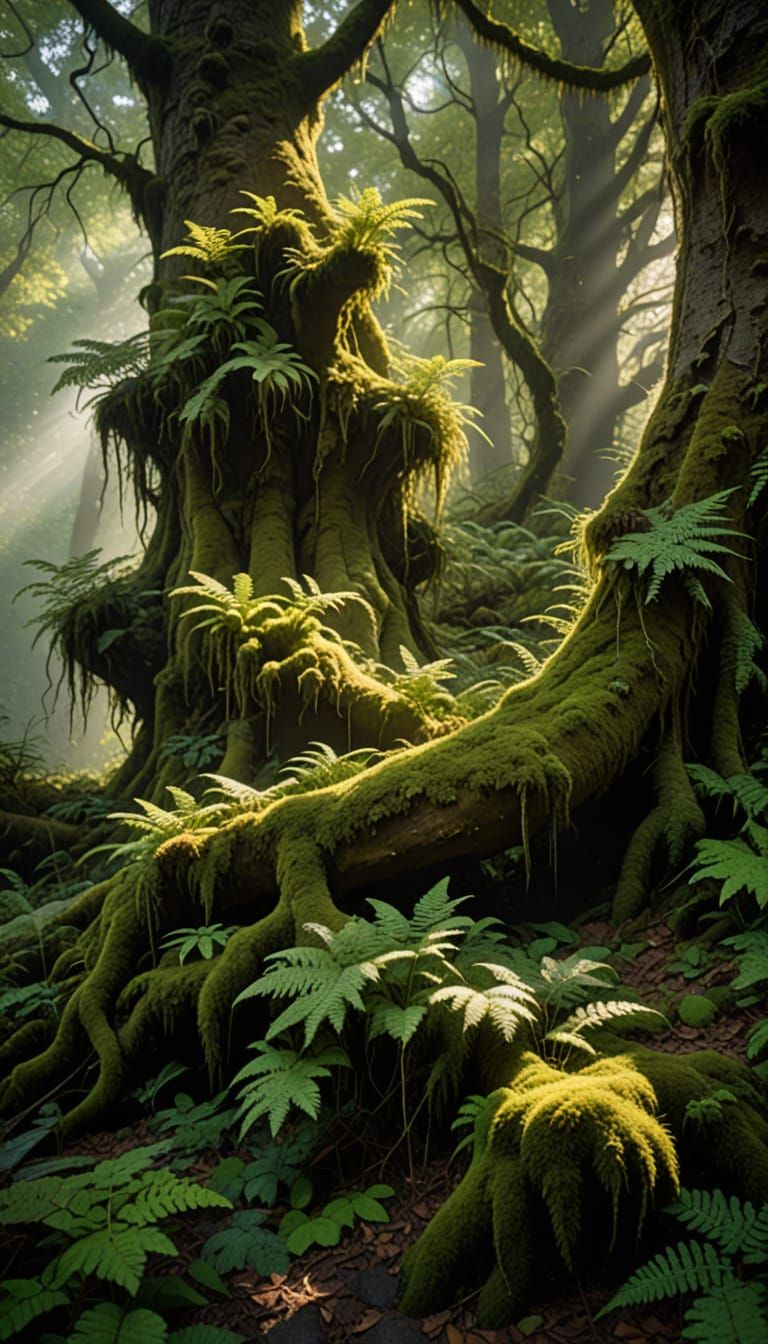 Mystical Forest Spirits Embrace: 8K Unreal Engine Render