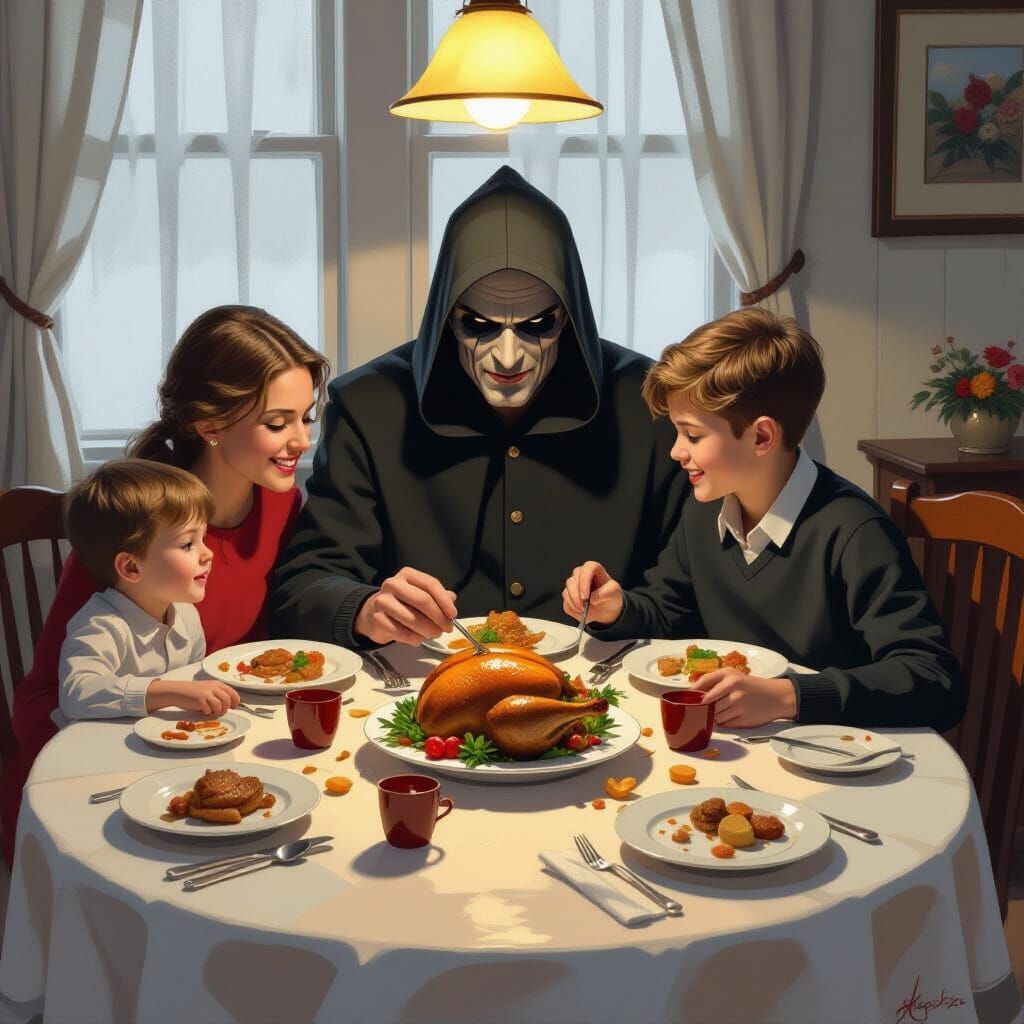 Sinister Figure Joins Family Thanksgiving Dinner