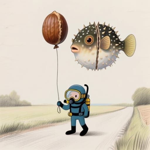 Deep Sea Diver with Blowfish-Beechnut Balloon