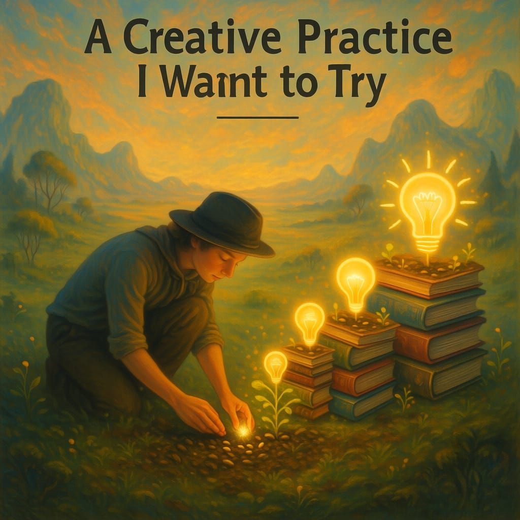 Person Plants Glowing Seeds of Ideas in Magical Landscape