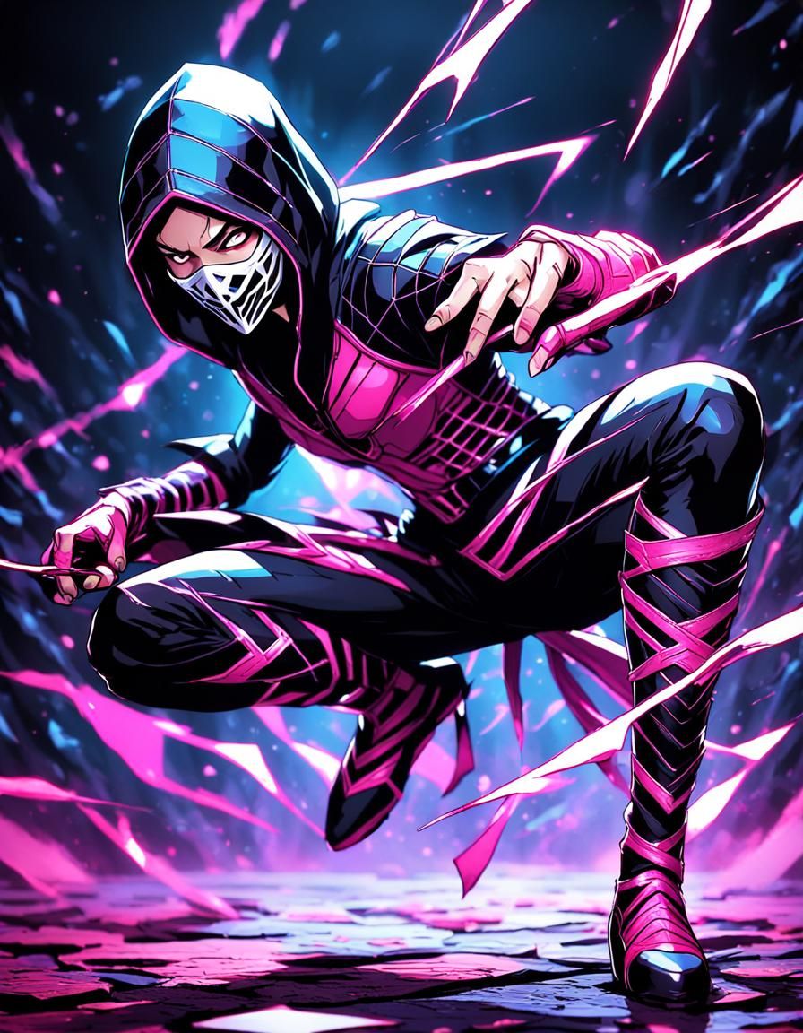 Mileena as Spider-Gwen in Cel-Shaded Anime Style