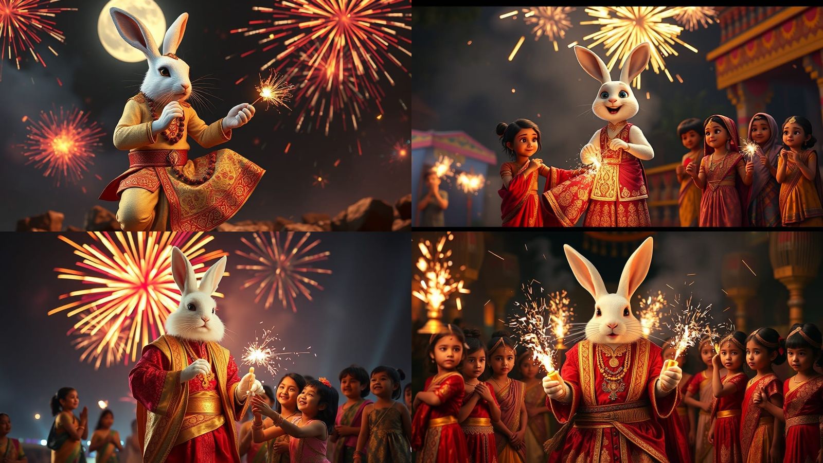 Animated Rabbit Man in Indian Attire