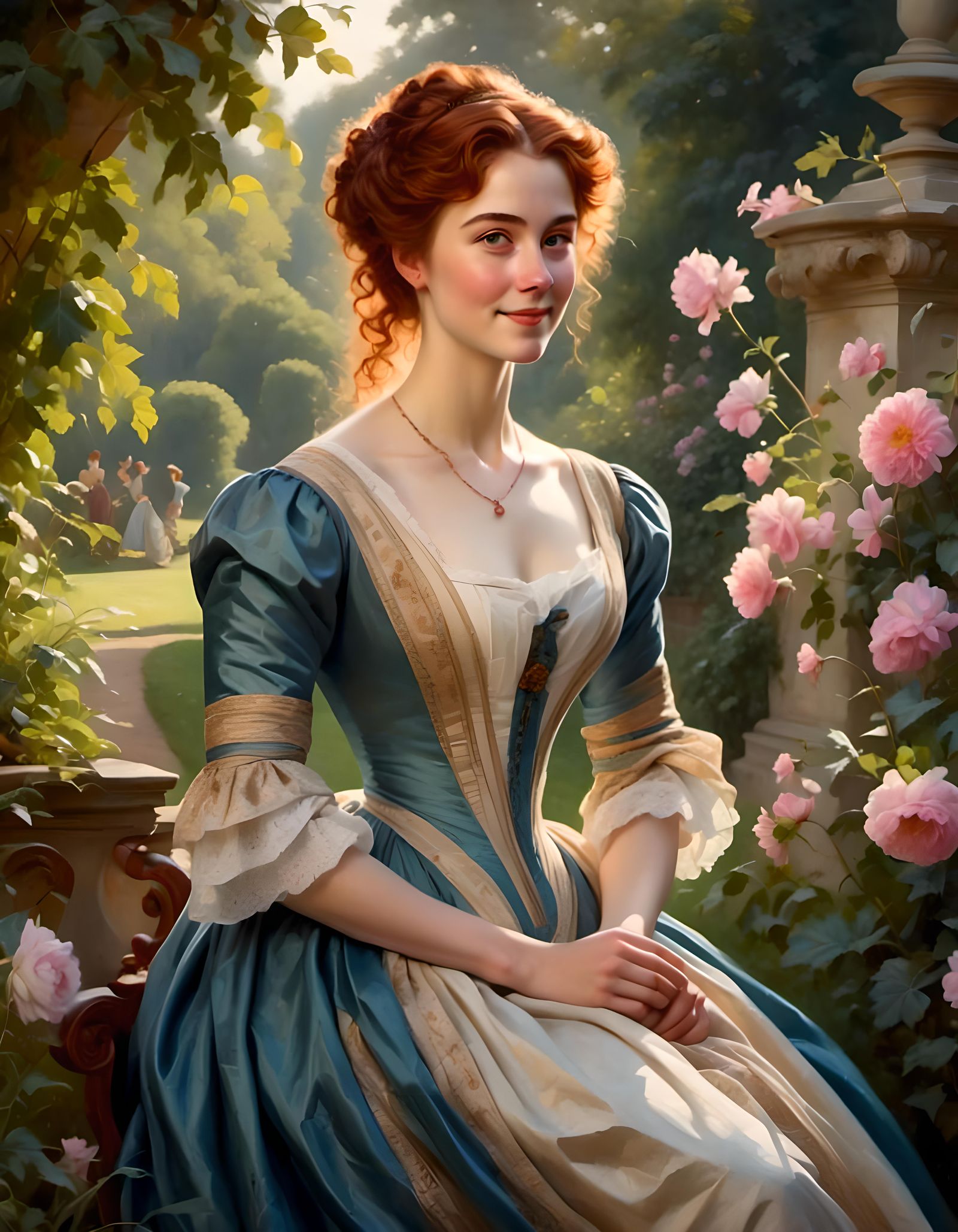 Regency Woman Portrait in Garden Setting
