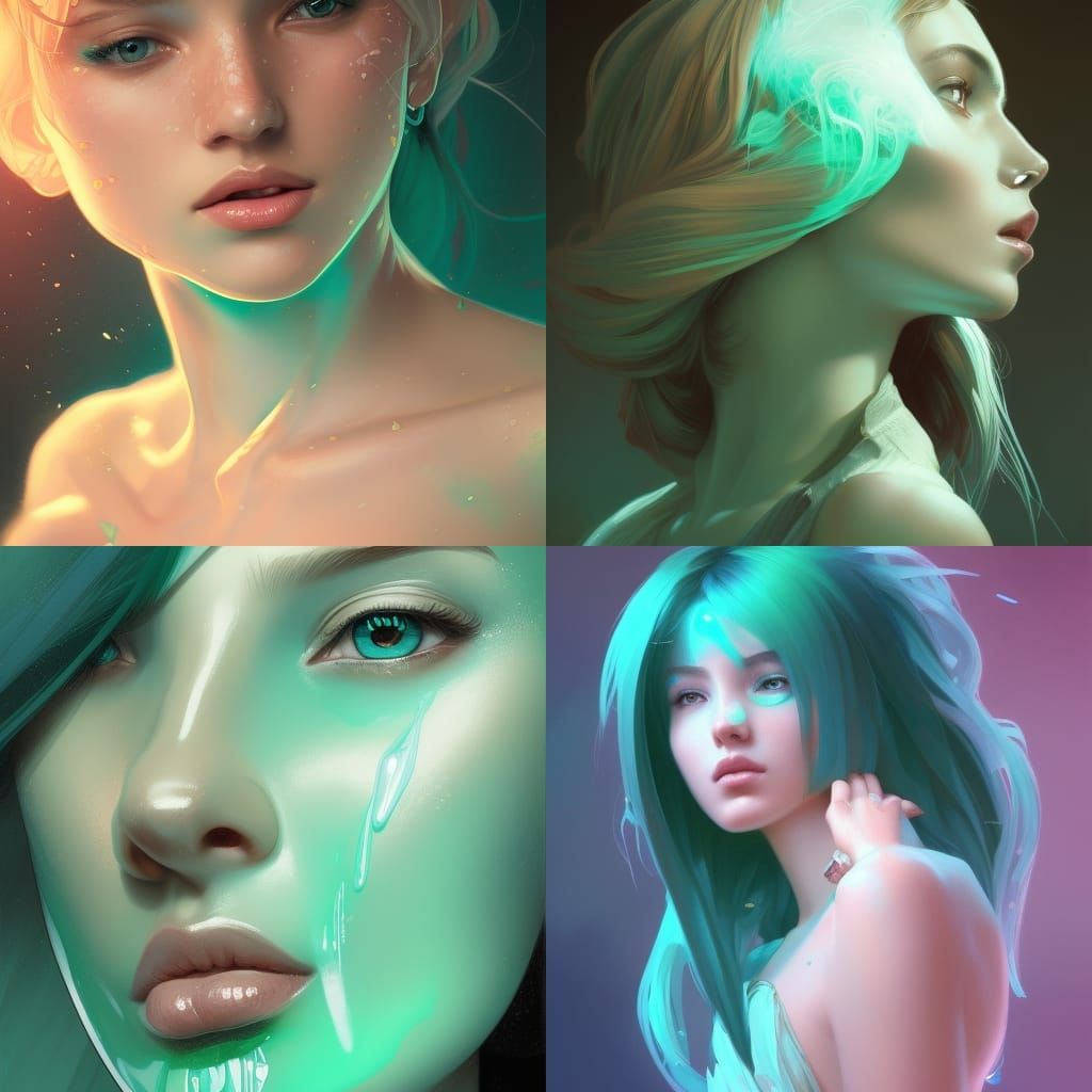 Mint Girl Portrait in Hyperdetailed Style