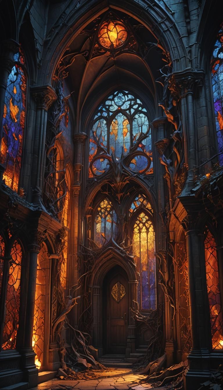 Demon's Lair: Gothic Mansion in Dark Fantasy Style