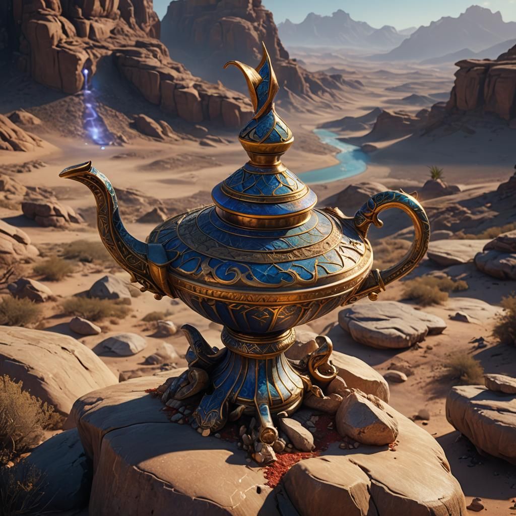 Alladin's Genie Lamp in Desert: Matte Painting
