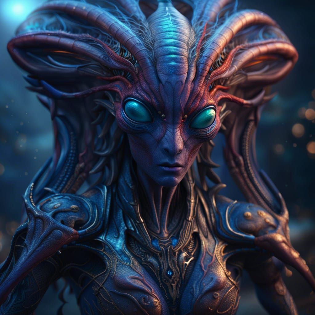 Beautiful Alien in Detailed Matte Painting