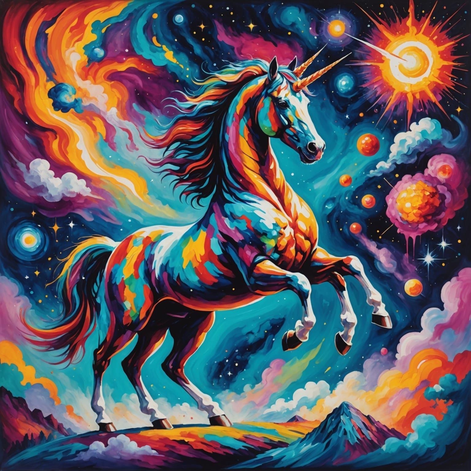 Surreal Fauvist Unicorn Blurs Reality