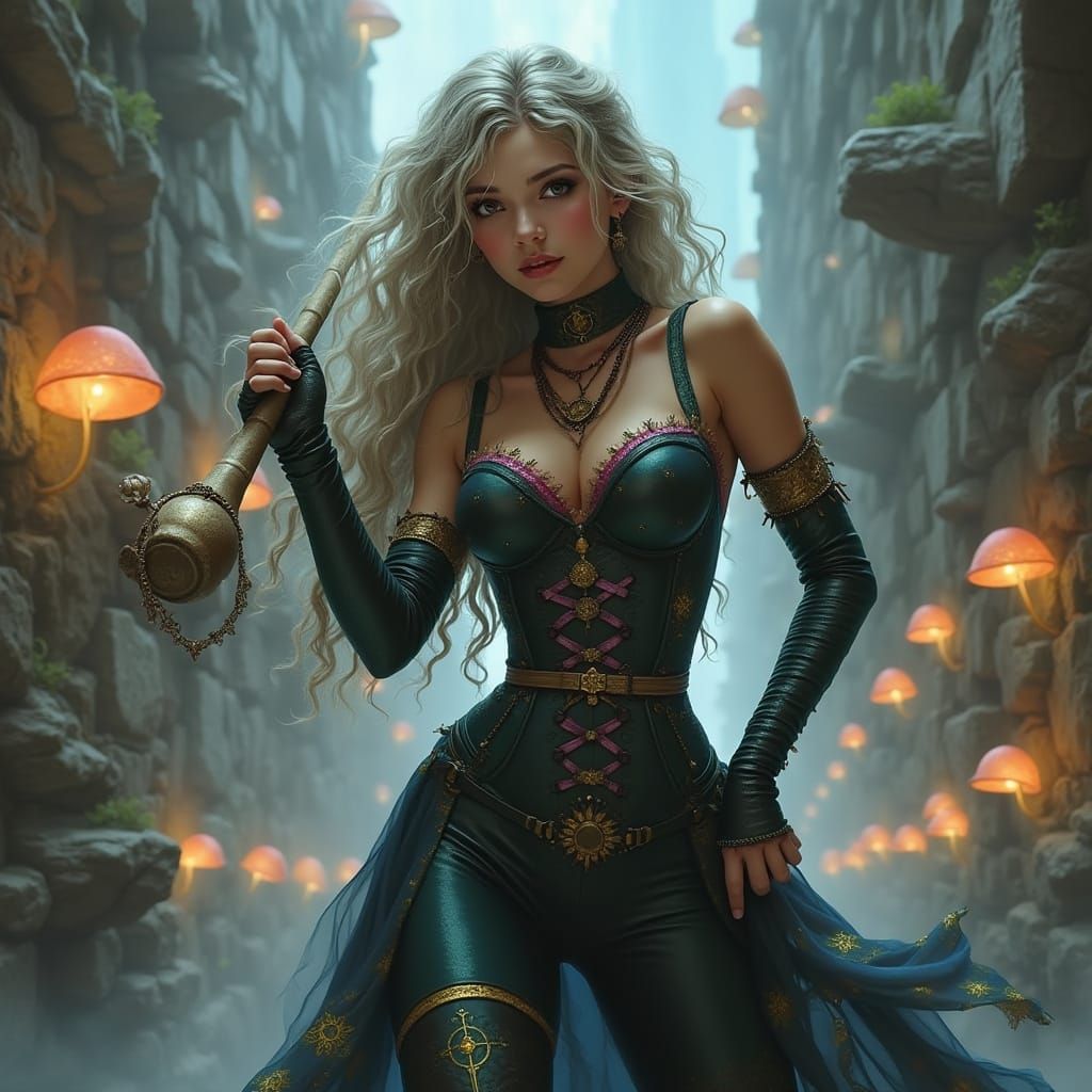 Enigmatic Jester Navigates Glowing Maze