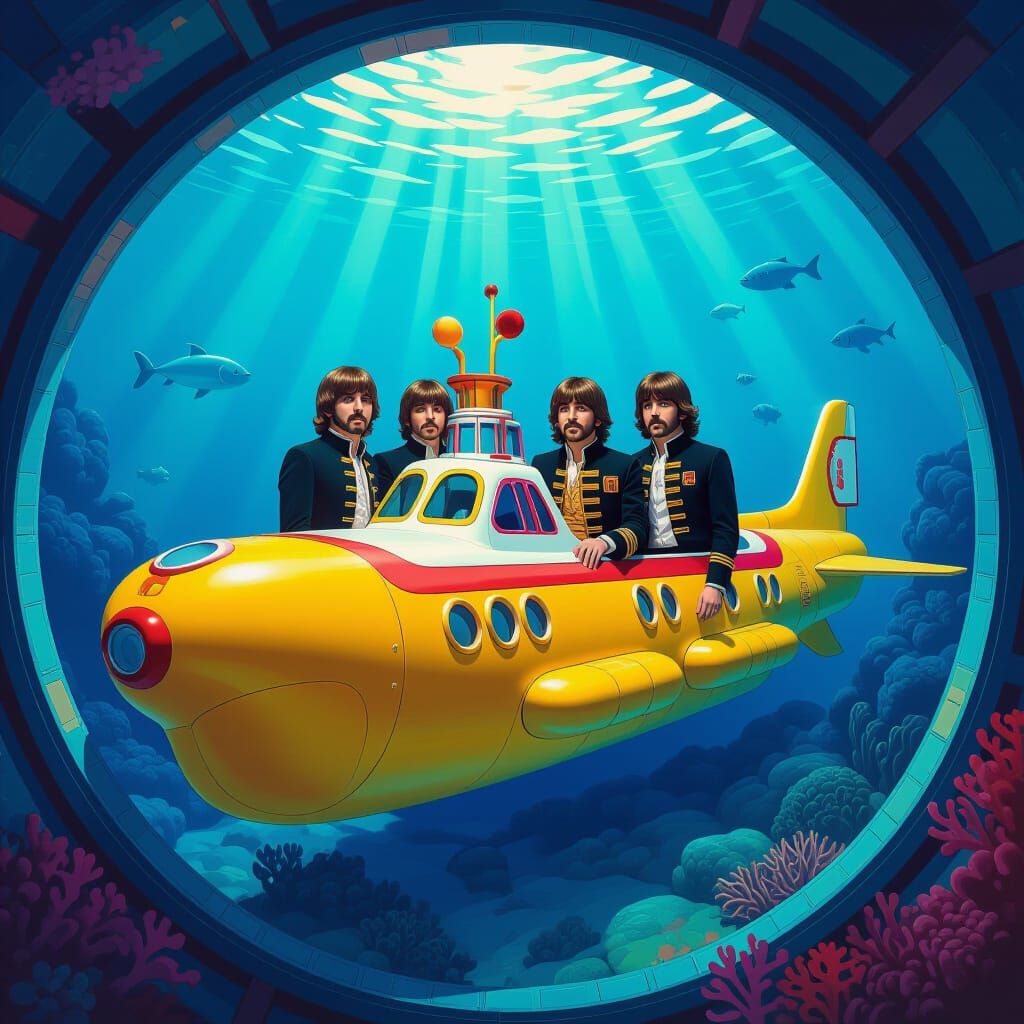 The Beatles Inside a Yellow Submarine