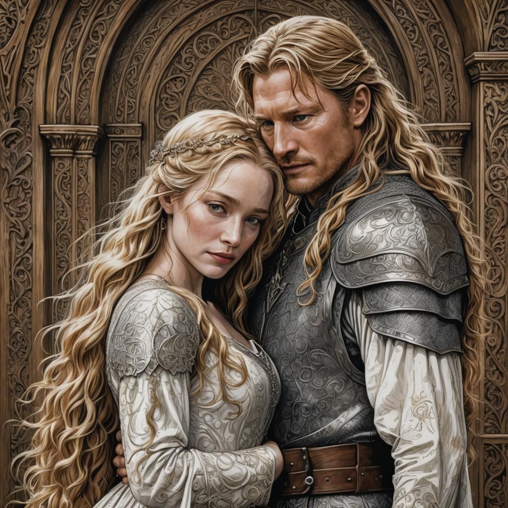 Eowyn and Faramir: Pen and Ink Illustration