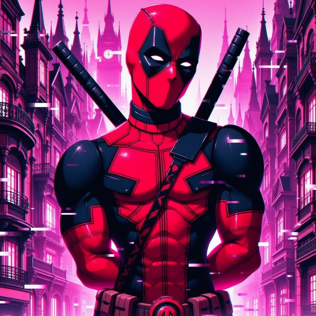 Deadpool in Vibrant Anime Art Style
