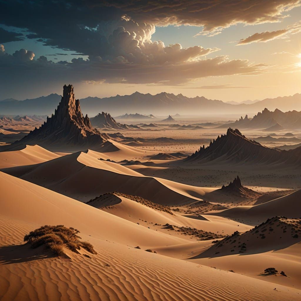 Ethereal Desert Oasis in Vibrant Hues