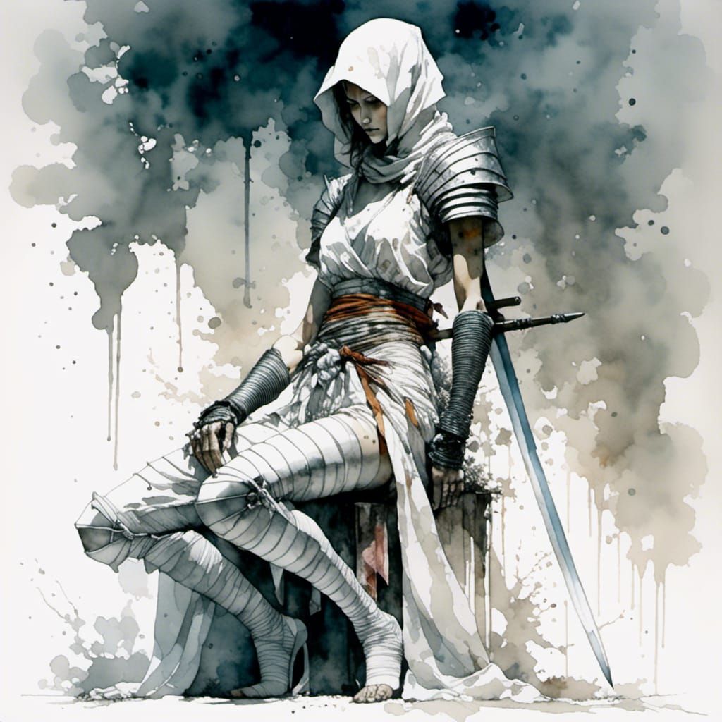 Woman with Snake Eyes in Watercolour Style