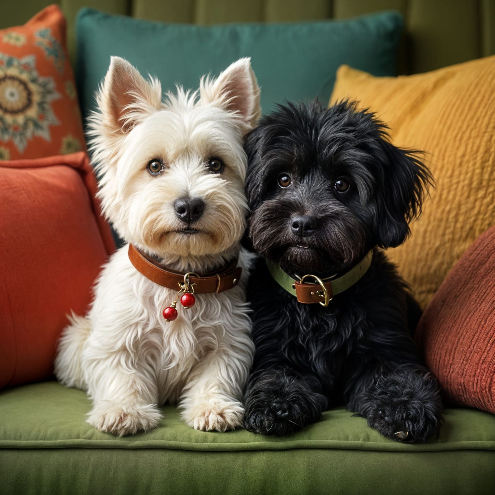 Cozy Canine Companions in Whimsical Folk Art Style