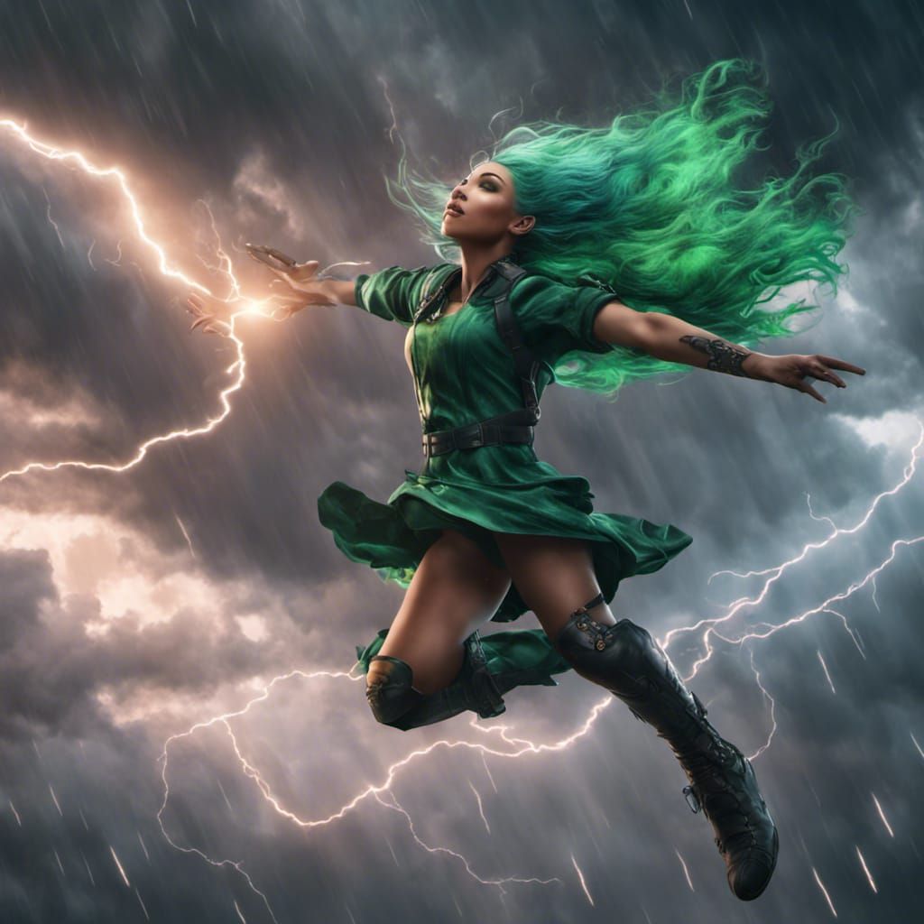 Girl Controls Storm in Fantasy Concept Art
