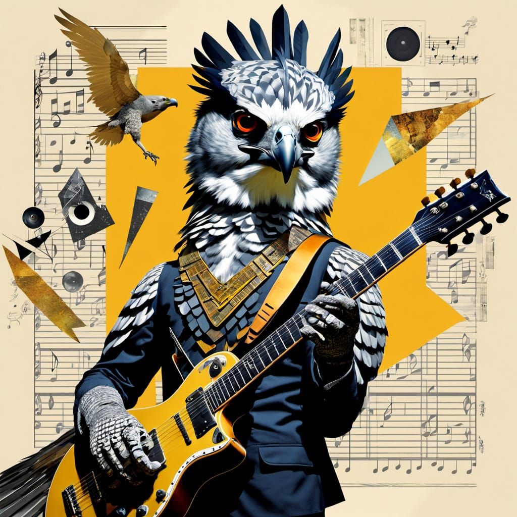 Harpy Eagle Collage in Constructivist Pop Art Style