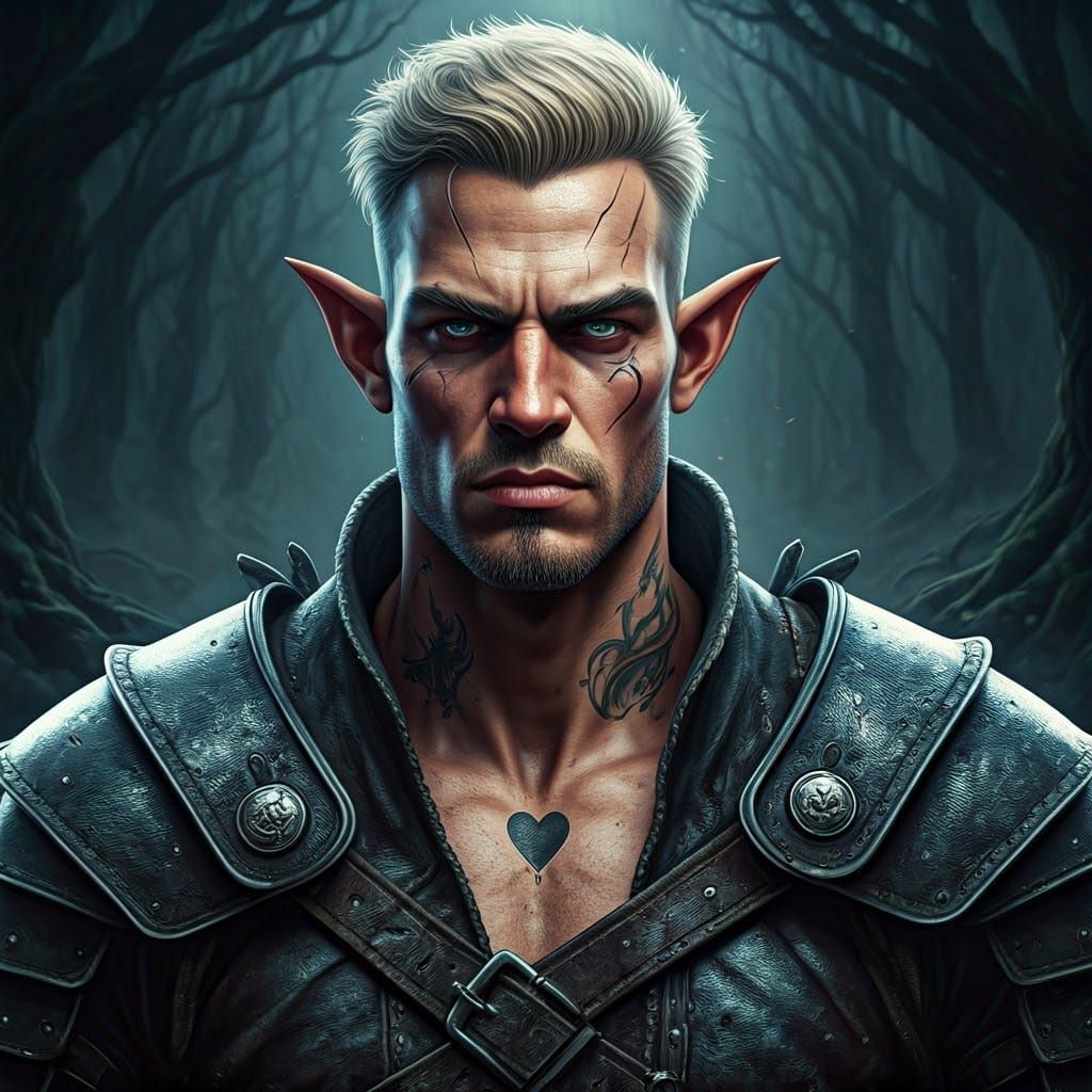 Gritty High Fantasy Warrior in Moonlit Forest