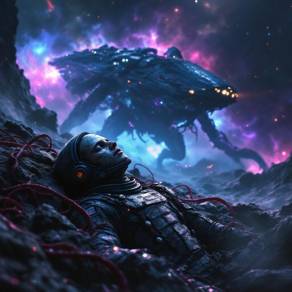 Astronaut Drifting in Nebula, Epic Realism