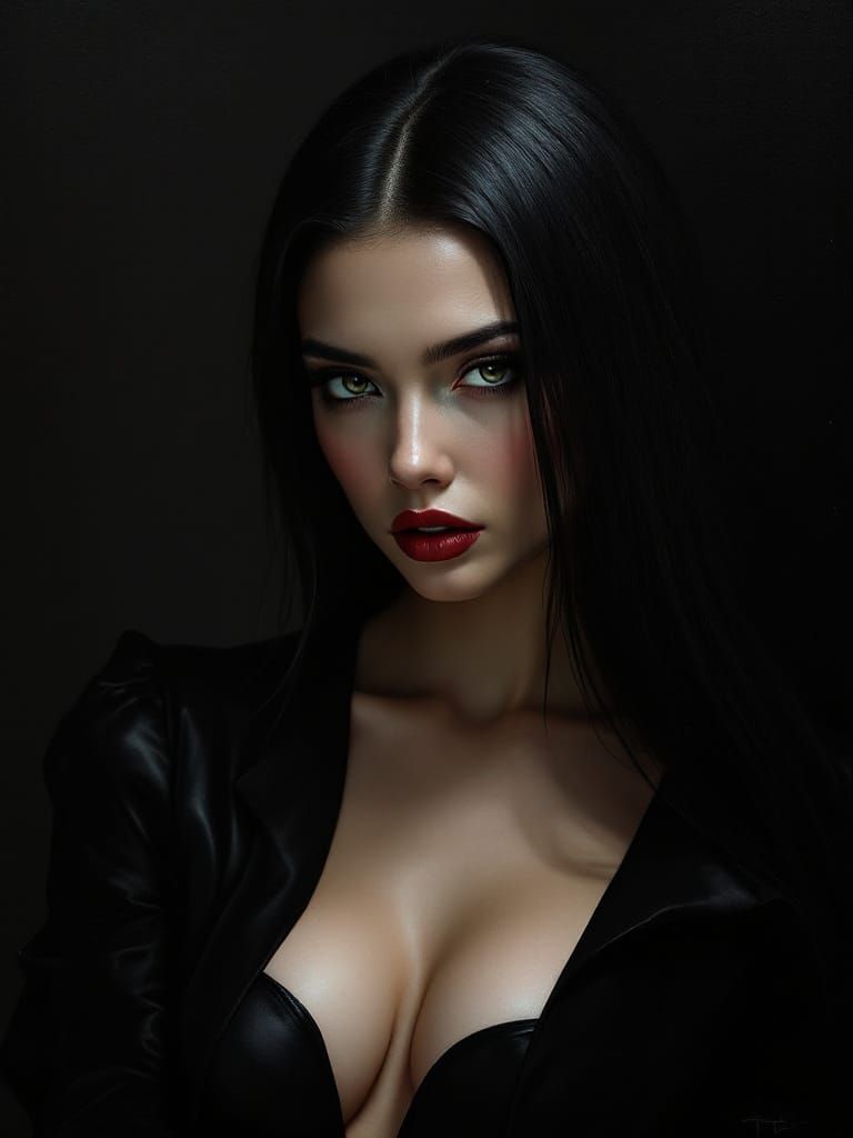 Gothic Pin-Up Woman in Caravaggio Style