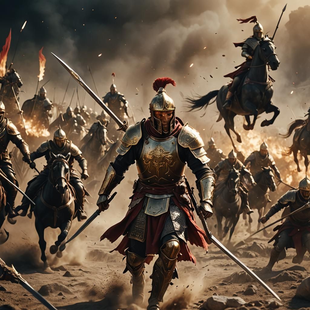 Roman Cavalry Victory on the Battlefield