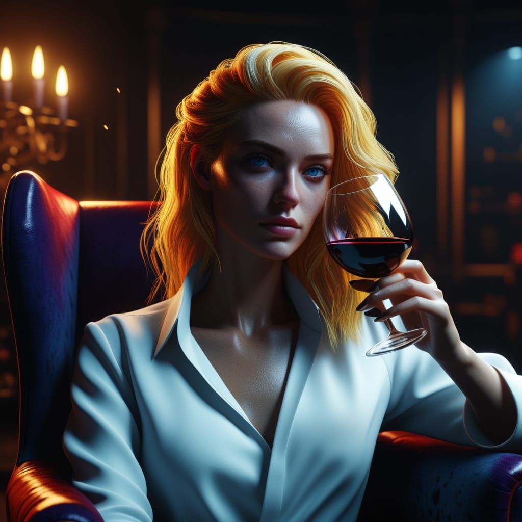 Elegant Woman With Fiery Hair and Blue Eyes