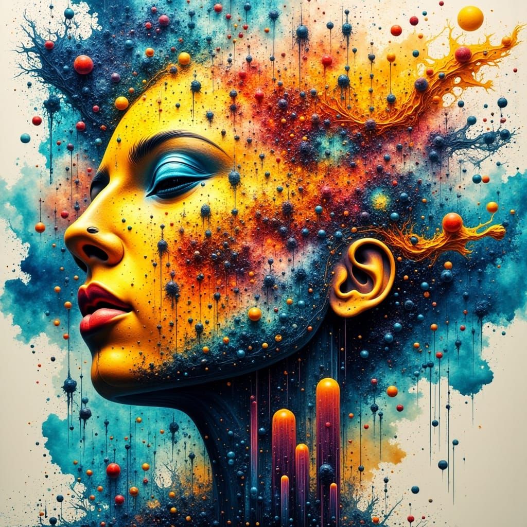 Surreal Cosmic Ascension in Abstract Fluid-Art Style