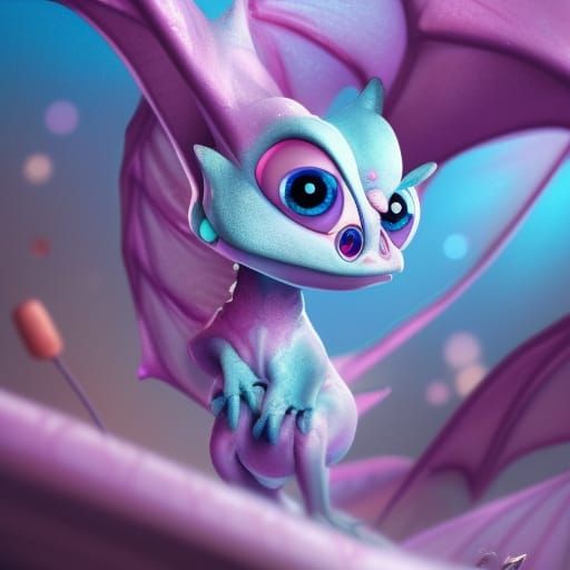 Cute Baby Dragon in 3D Digital Art