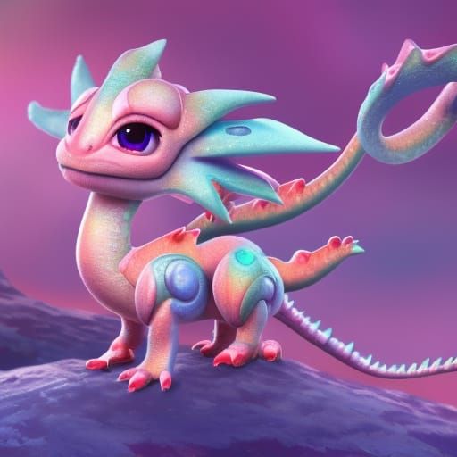 Cute Baby Dragon in 3D Digital Art