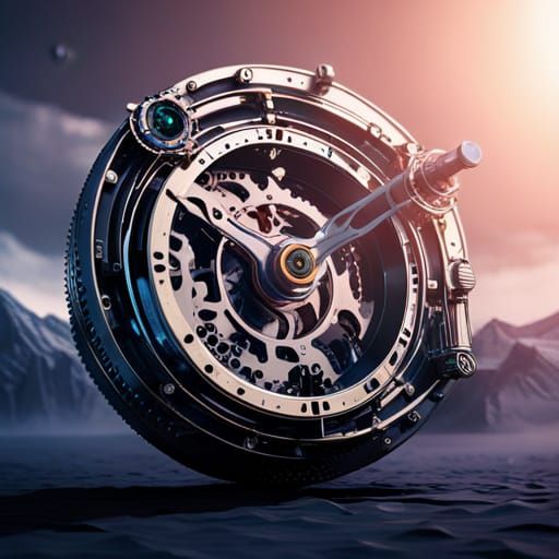 Futuristic Lunar Calendar Clock with Intricate Mech Details